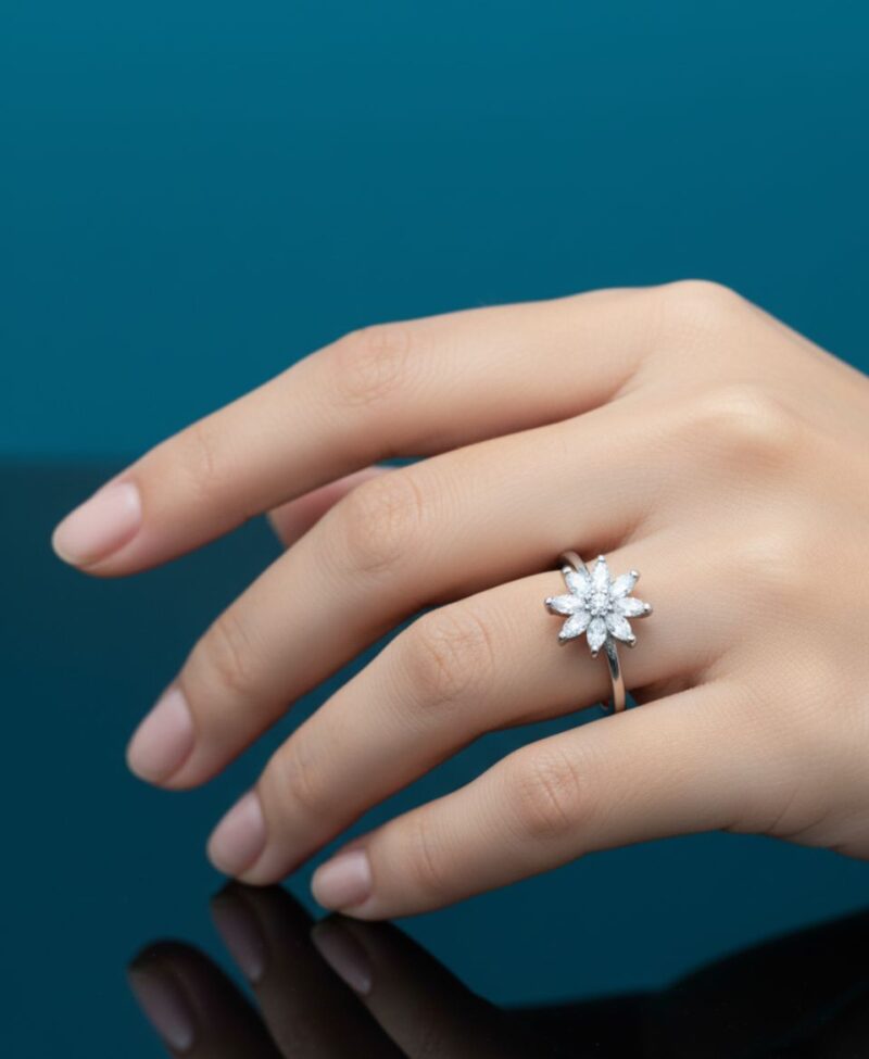 Floral Silver Ring - Image 4