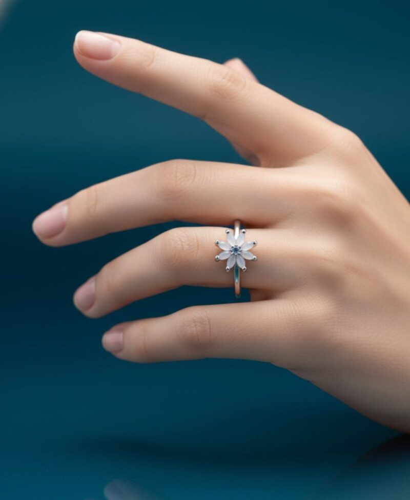Floral Silver Ring - Image 3