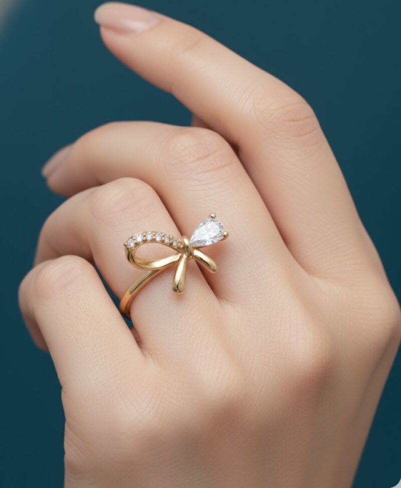 Golden Bow Open Ring - Image 2