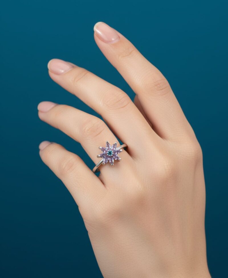 Floral Silver Ring - Image 2